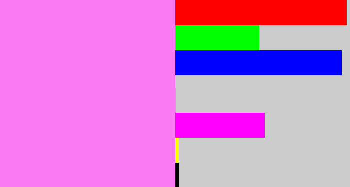 Hex color #f97af3 - purply pink