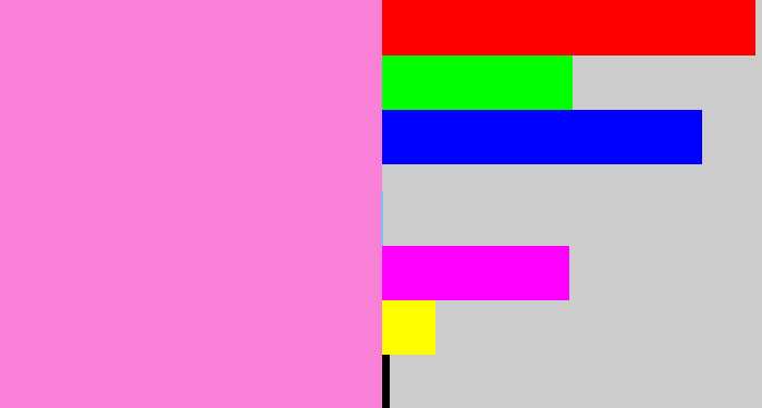 Hex color #f980d7 - bubblegum pink