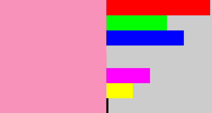 Hex color #f992ba - pink