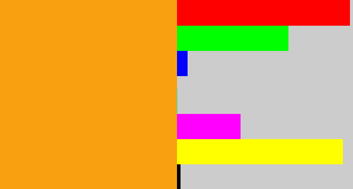 Hex color #f9a010 - yellowish orange
