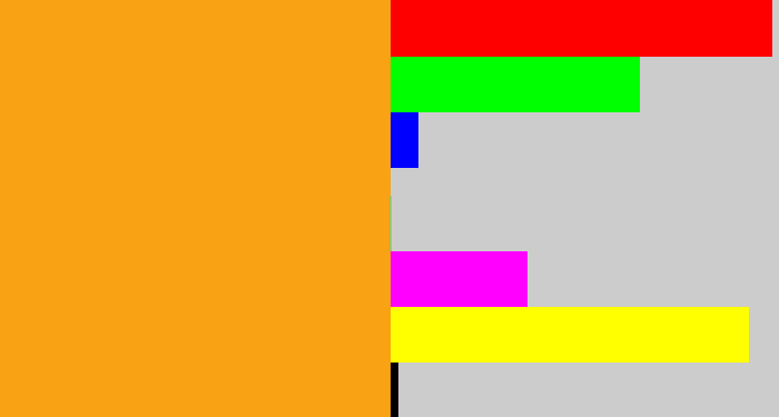 Hex color #f9a213 - yellowish orange