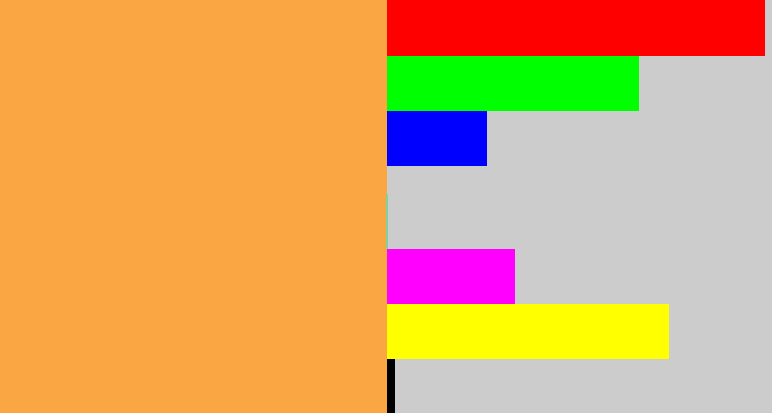 Hex color #f9a643 - light orange