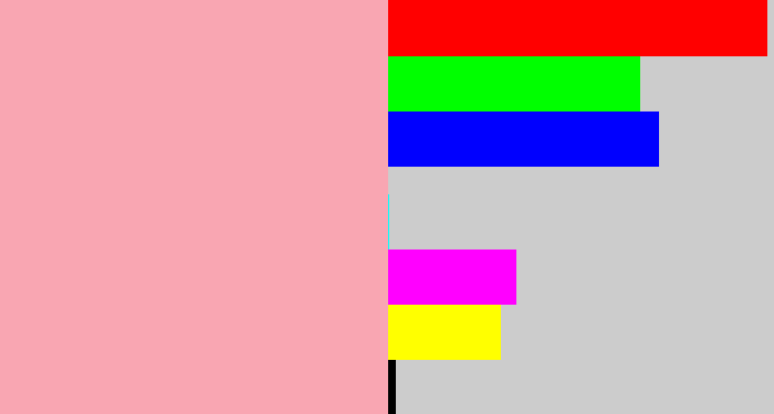 Hex color #f9a6b2 - soft pink