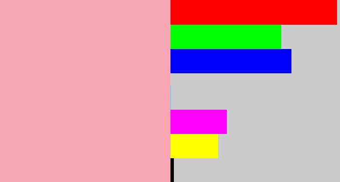 Hex color #f9a6b4 - soft pink