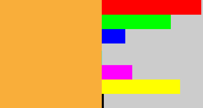 Hex color #f9ae3a - macaroni and cheese