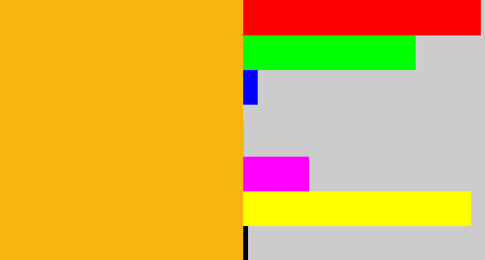 Hex color #f9b50f - orangey yellow