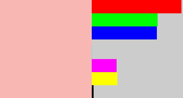 Hex color #f9b7b4 - soft pink