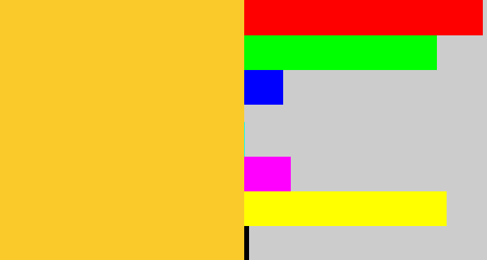 Hex color #f9ca2a - golden yellow