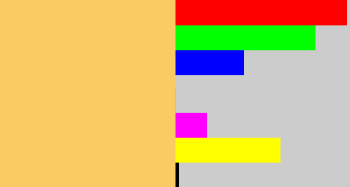Hex color #f9cb63 - light mustard