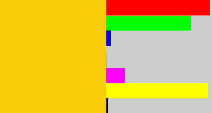 Hex color #f9cc0a - goldenrod
