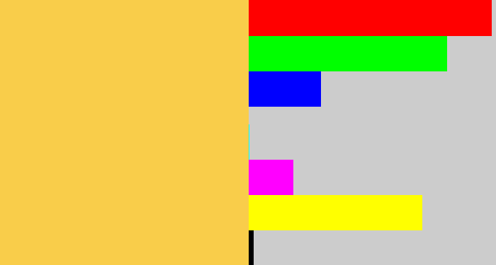 Hex color #f9cd4a - maize