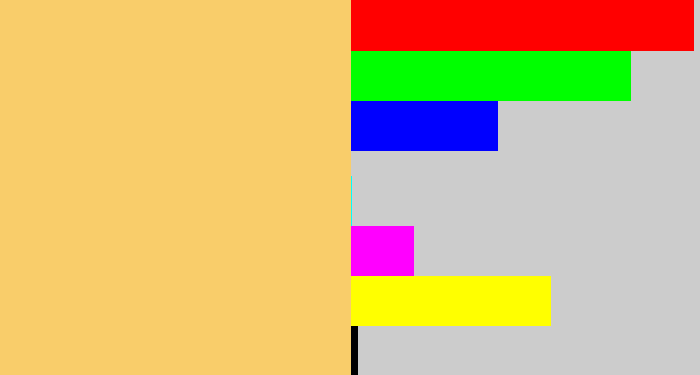 Hex color #f9cd6a - light mustard