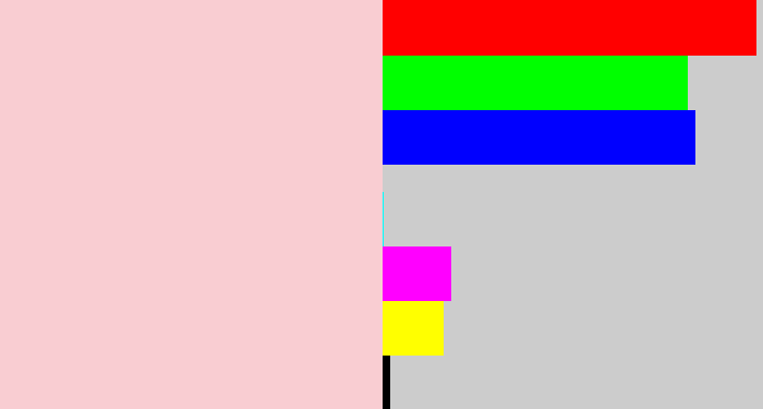 Hex color #f9cdd2 - pale pink