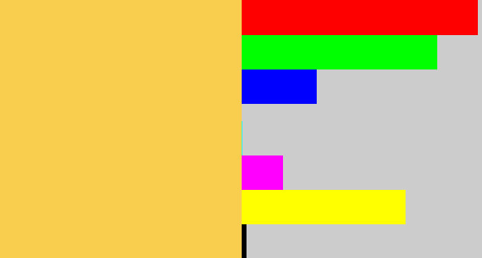 Hex color #f9ce4f - maize