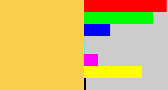 Hex color #f9d04e - maize