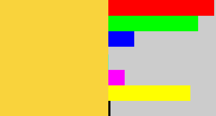 Hex color #f9d33c - maize