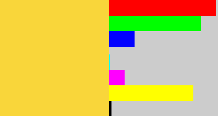 Hex color #f9d63a - sun yellow