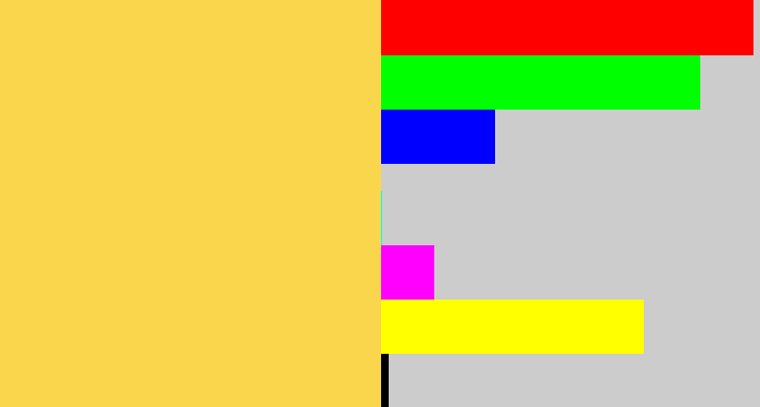 Hex color #f9d64c - maize