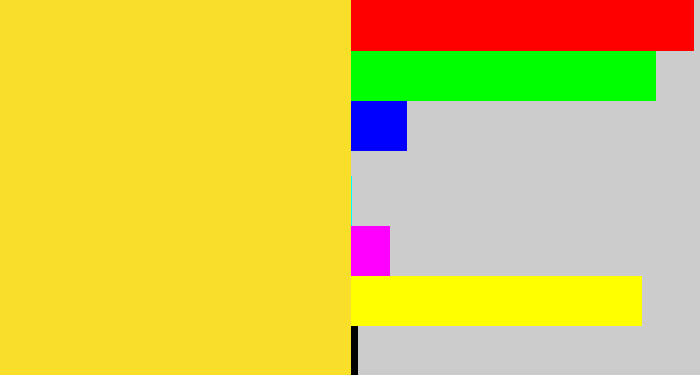 Hex color #f9de2a - sun yellow