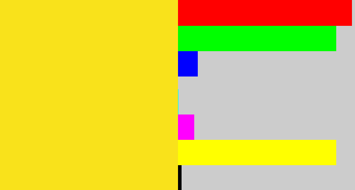 Hex color #f9e21b - sun yellow