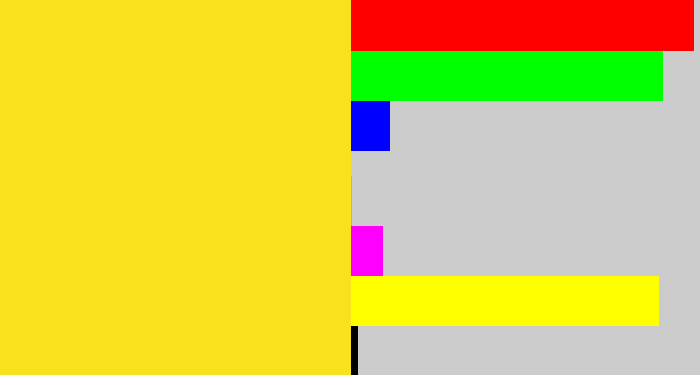 Hex color #f9e21d - sun yellow