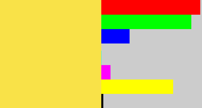 Hex color #f9e248 - off yellow