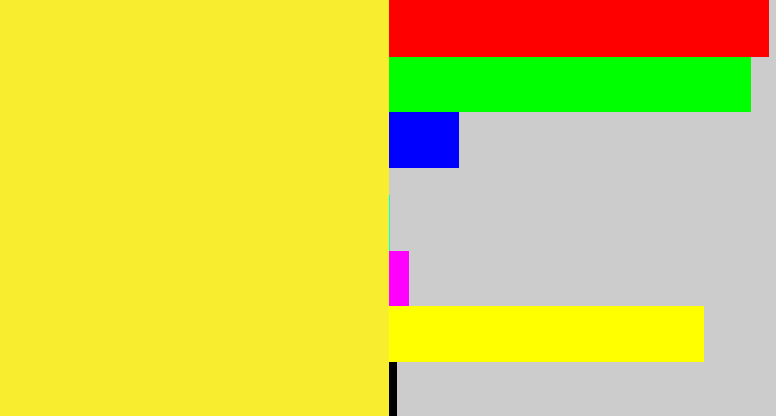 Hex color #f9ed2f - off yellow