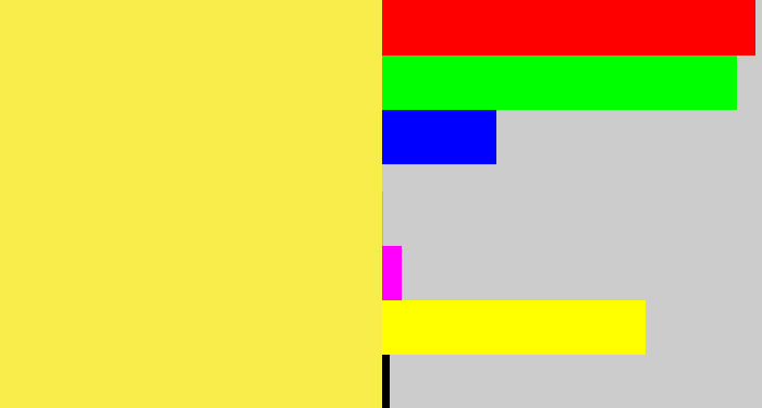 Hex color #f9ed4c - off yellow