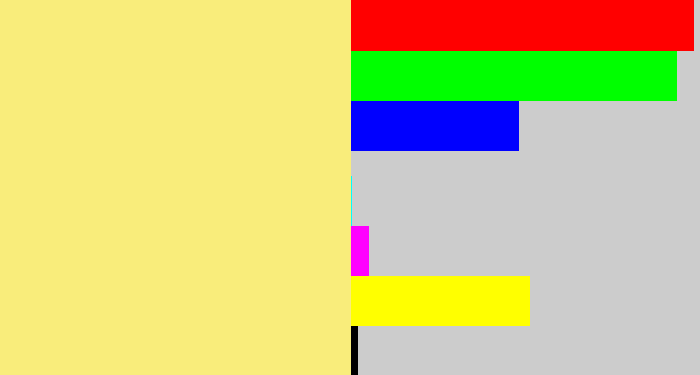 Hex color #f9ed7b - sandy yellow