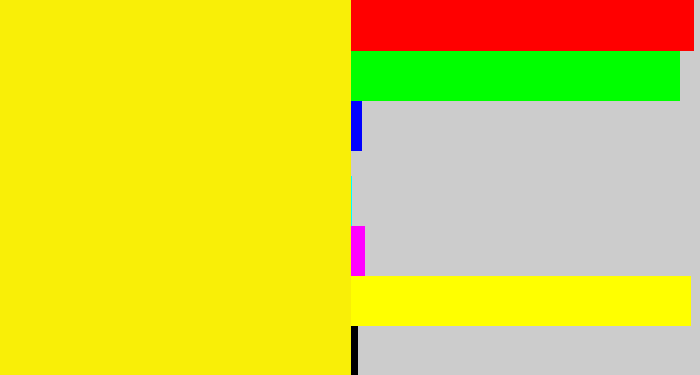 Hex color #f9ef07 - bright yellow