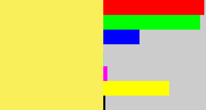 Hex color #f9ef5a - yellowish