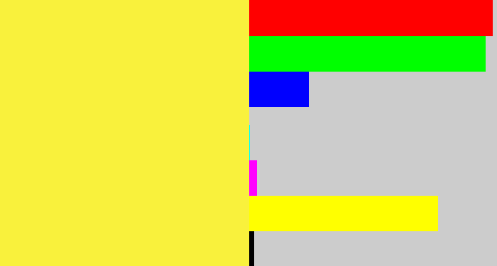 Hex color #f9f13c - off yellow