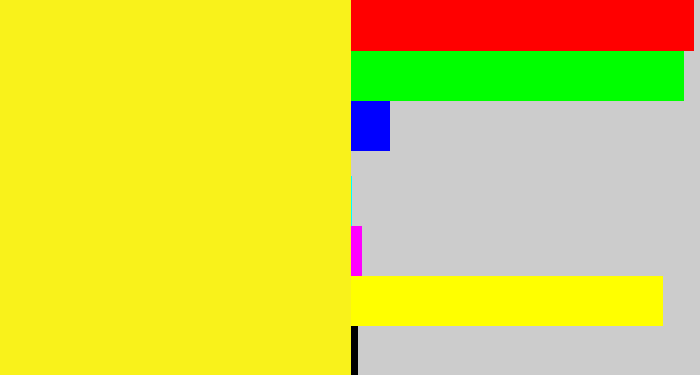 Hex color #f9f21b - sunny yellow