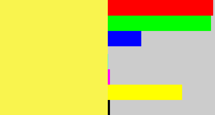Hex color #f9f44e - banana yellow