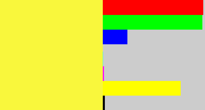 Hex color #f9f73c - off yellow