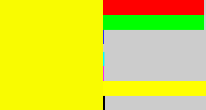 Hex color #f9fb01 - bright yellow