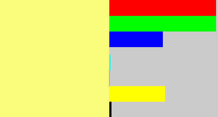 Hex color #f9fb7c - yellowish tan