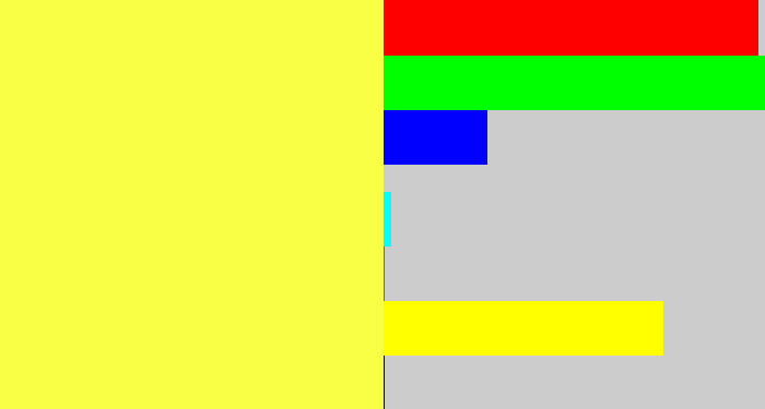 Hex color #f9ff44 - banana yellow