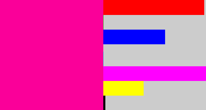 Hex color #fa0099 - neon pink