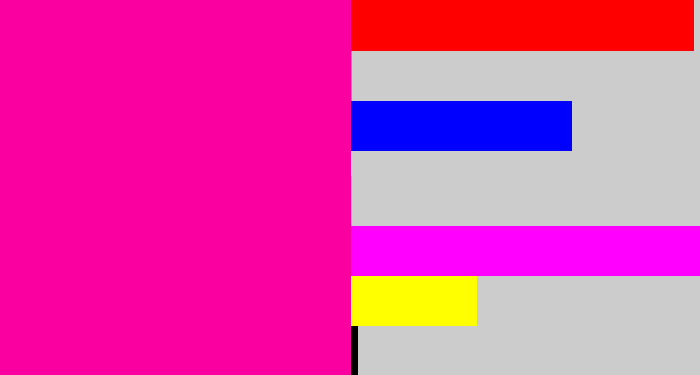 Hex color #fa00a1 - shocking pink