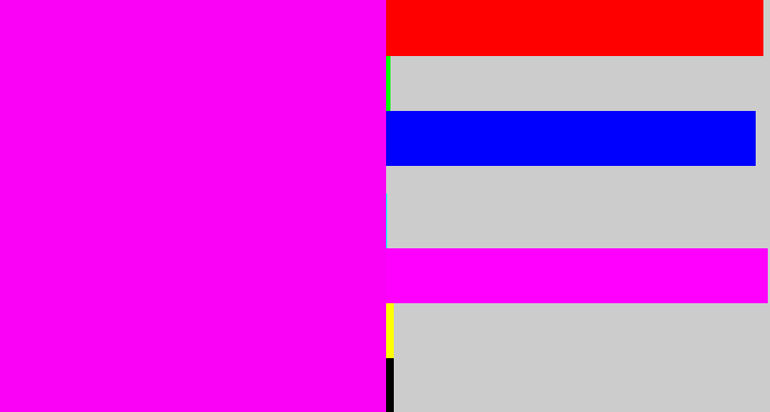 Hex color #fa02f5 - bright magenta