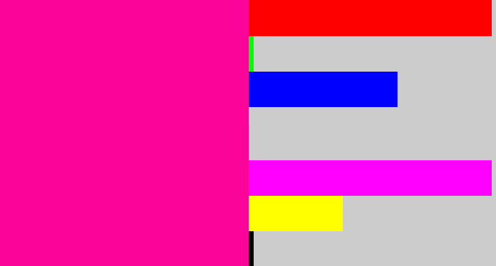 Hex color #fa049a - neon pink