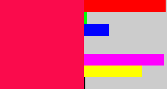 Hex color #fa0b4c - pink red