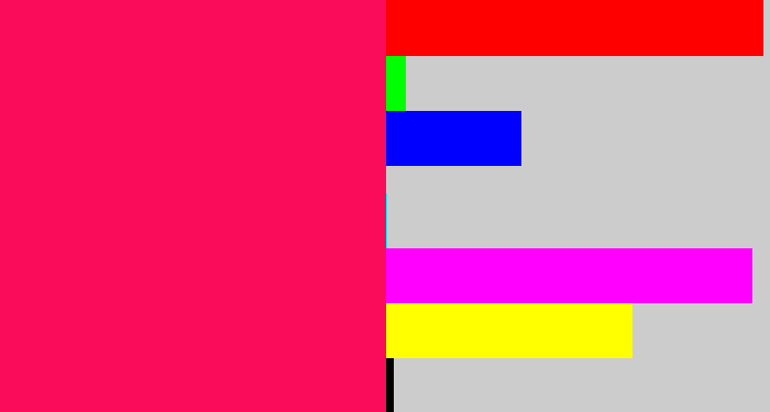 Hex color #fa0c5a - pink red