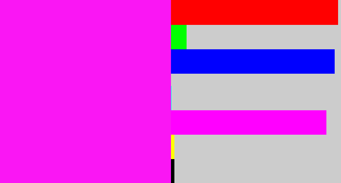 Hex color #fa16f4 - pink/purple