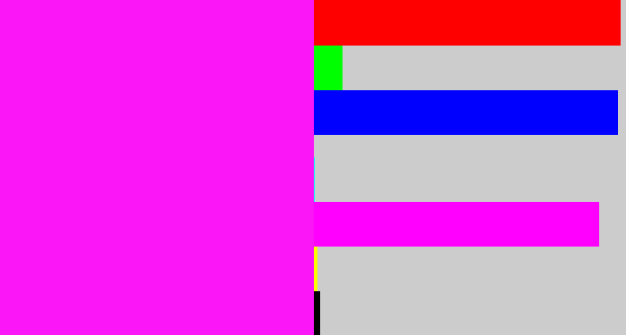 Hex color #fa16f7 - pink/purple