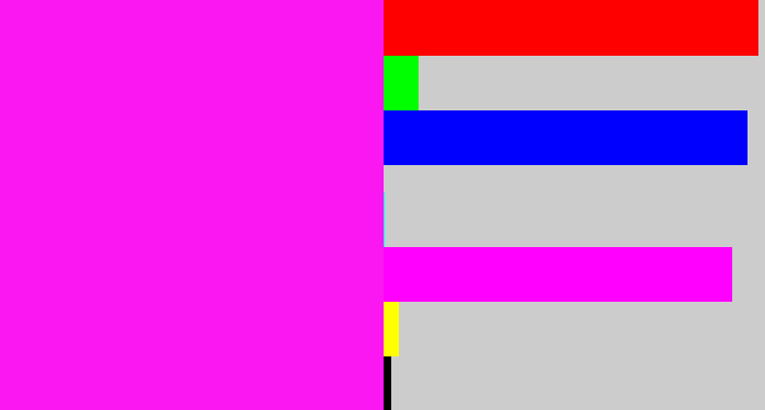 Hex color #fa17f1 - pink/purple