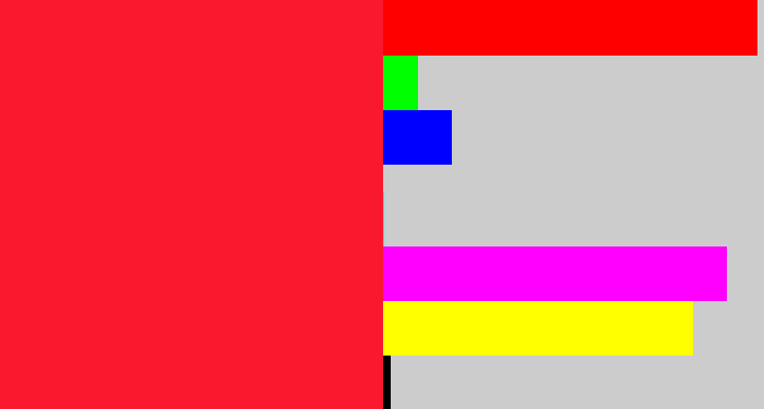Hex color #fa182f - neon red