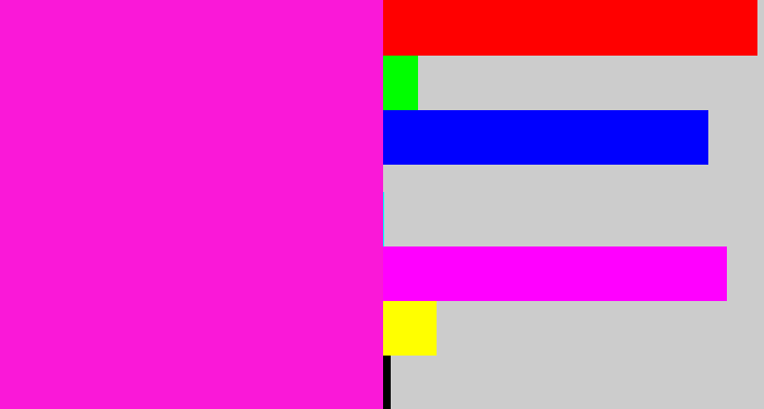 Hex color #fa18d8 - fuchsia