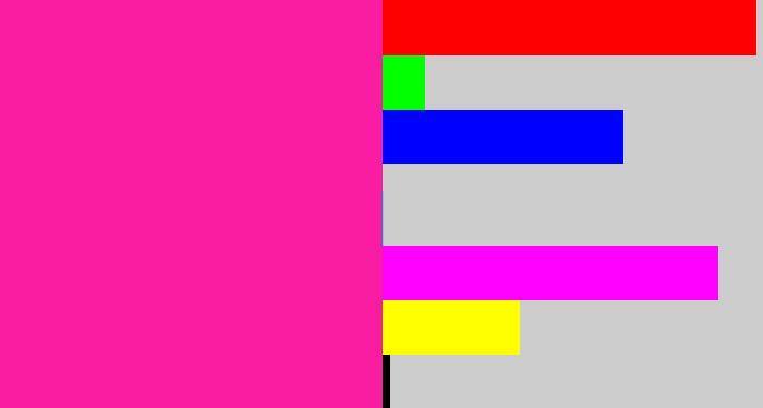 Hex color #fa1da1 - shocking pink